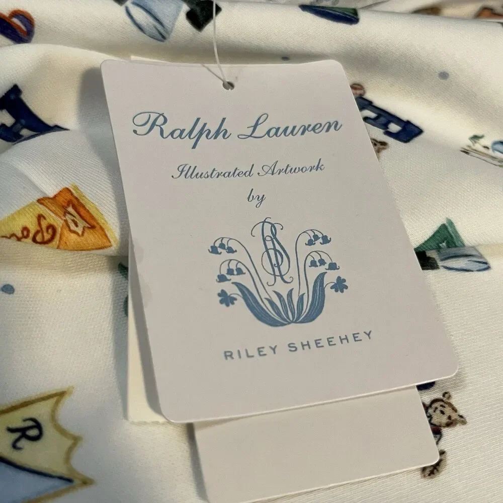 NWT Ralph Lauren X Riley Sheehay Baby Blanket Logo Print Watercolor Unisex 28x32